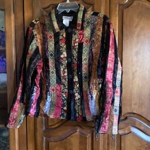 New with tag, sequined ribbon, patch jacket